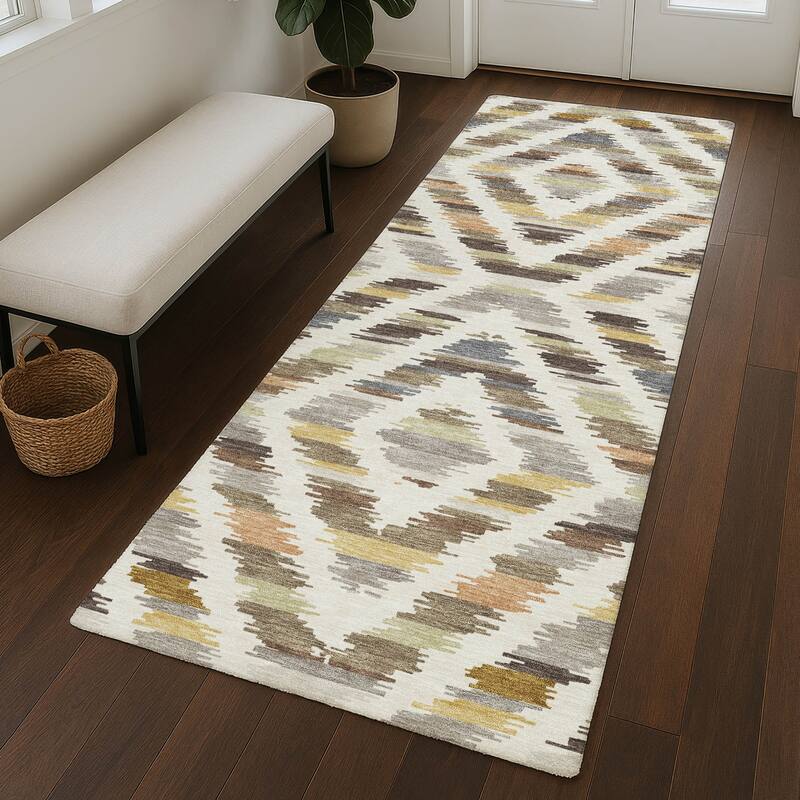 Machine Washable Indoor/ Outdoor Global Diamdon Chantille Rug