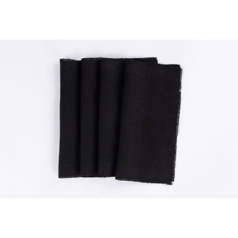 Raphael, Linen, Cocktail Napkin Set (Set of 4) - Asphalt