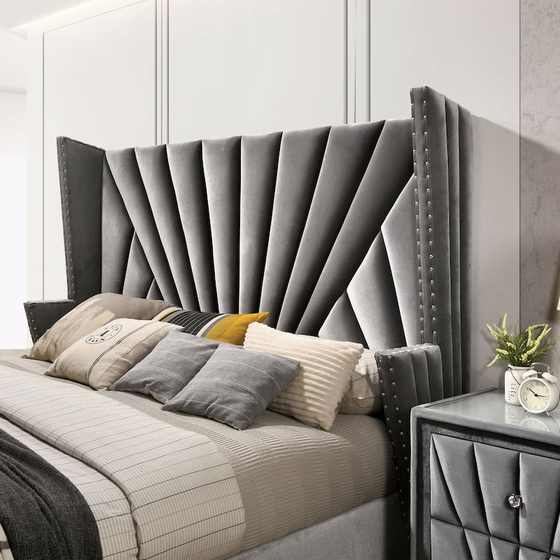 Furniture of America Ambrosia Traditional Fabric Upholstered Panel Bed