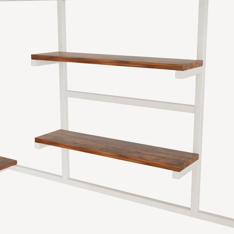 Full Size Loft Metal Bed with Desk, Charging Station, LED Lighting, and Storage