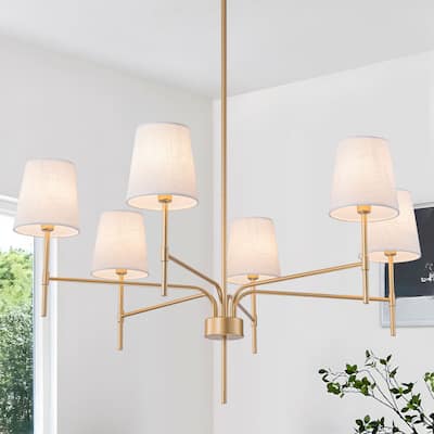 Starsky Transitional & Modern Chandelier with White Fabric Shades