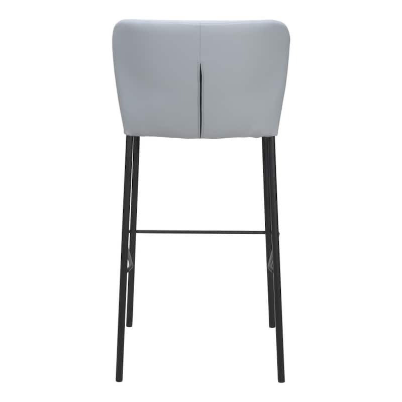 Set of 2 Grey and Black 29 Inch Faux Leather Bar Height Bar Chairs - 19.7” x 18.9” x 39”