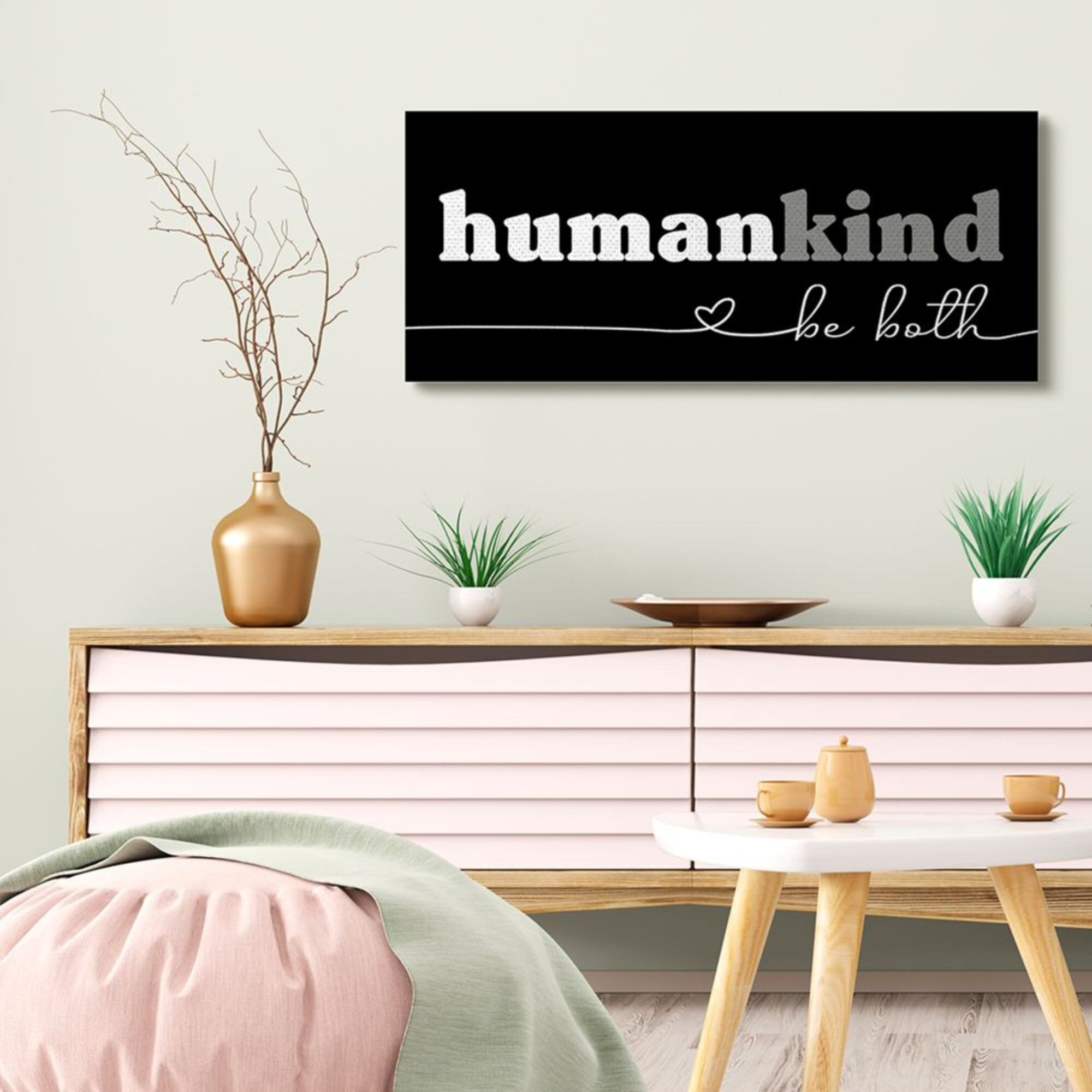 Stupell Human Kind Word Play Motivational Phrase Canvas Wall Art-image