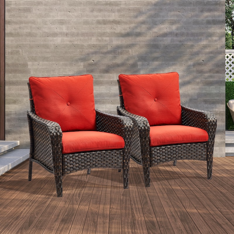 Gymojoy Outdoor Patio Chair with Deep Seating and Cushion (set of 2) - Red