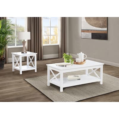 Skyview Rectangular Lift Top Coffee Table Set White