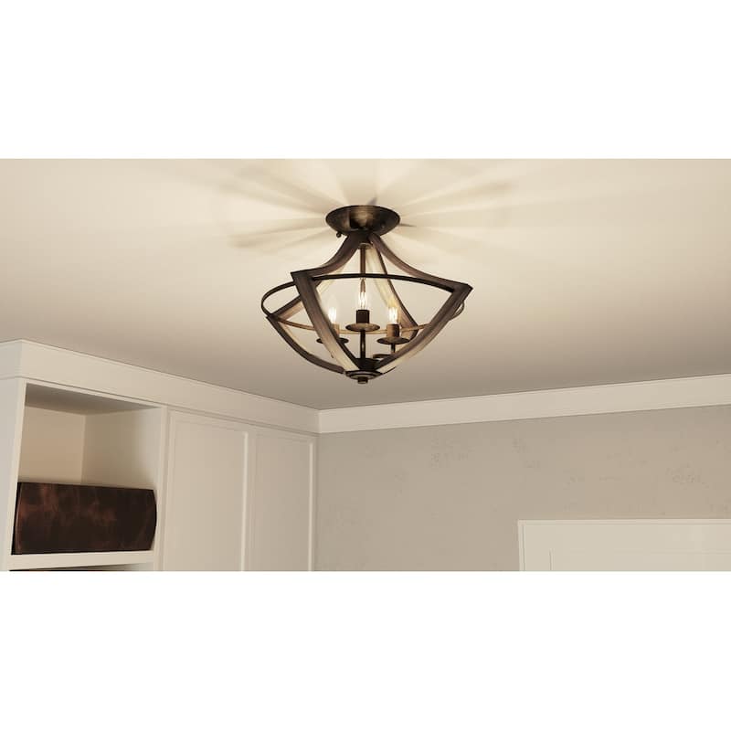 Shire 3-Light Semi-Flush Mount in Rustic Black - Rustic Black