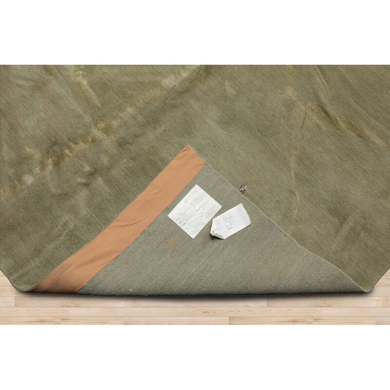 Hand Knotted Modern Moss Tibetan Wool Modern Oriental Area Rug - 9' x 12'