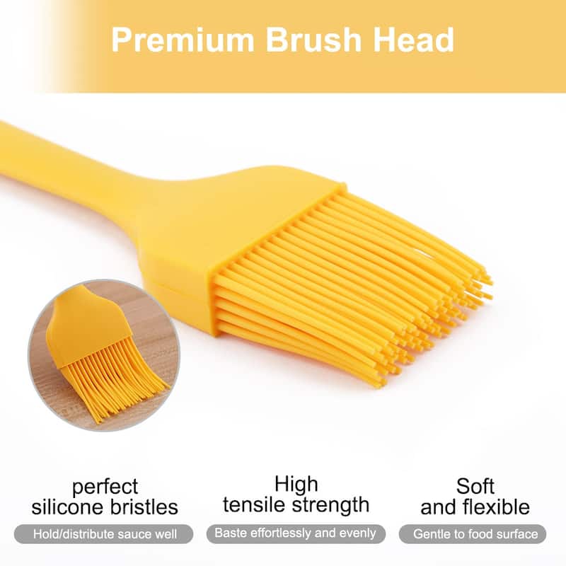 Silicone Brush Pastry Oil Basting Heat Resistant Cookware Barbecue - Yellow - 10.2" x 1.8"(L*W)