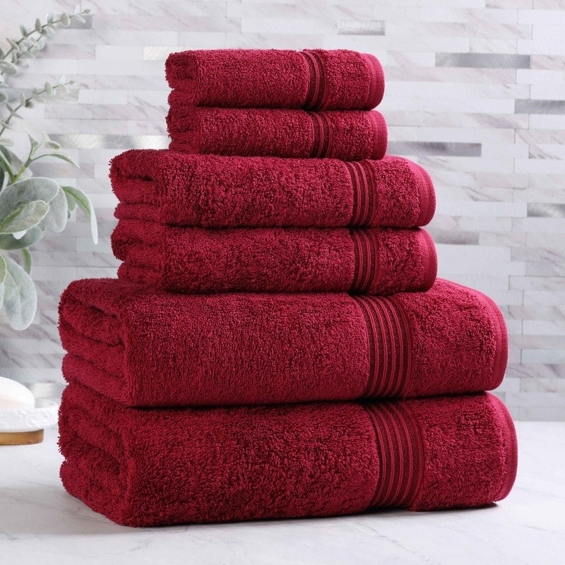 Superior 100% Egyptian Cotton 6-Piece Towel Set Luxury, Soft & Absorbent