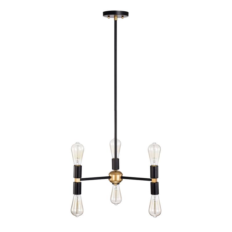 Chandelier Matte Black Gold 6-Light Metal