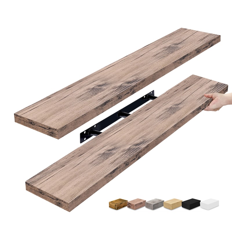 Sorbus Floating Shelves for Wall, 2 Extra Long Wall Mounted Floating Shelves - 9.25"L X 47” W X 1.5” H - Mahogany