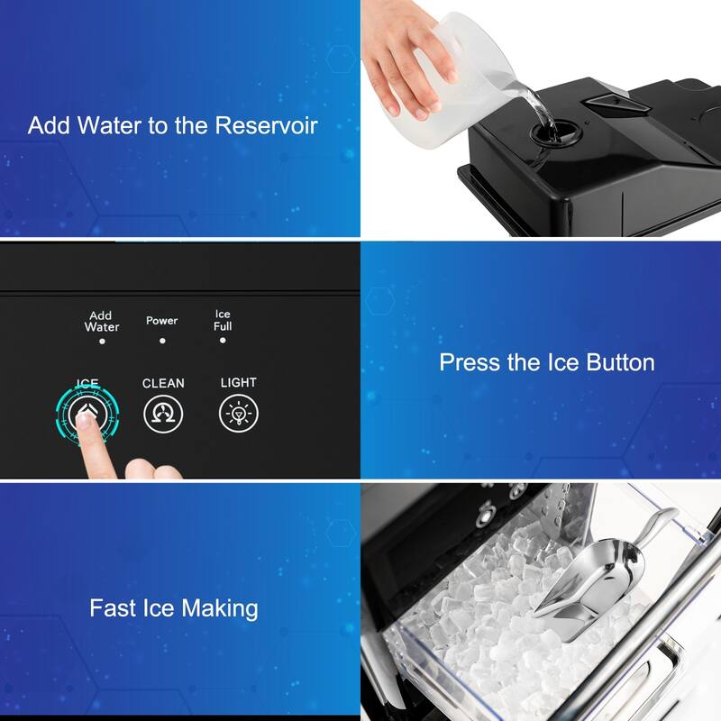 Ice Maker Countertop 44lbs Per Day with Ice Shovel and Self-Cleaning