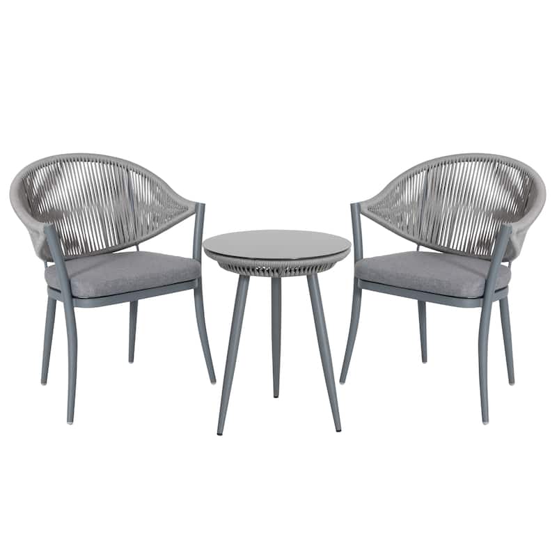 NUU GARDEN 3-Piece Aluminum Patio Furniture Bistro Set with Cushions