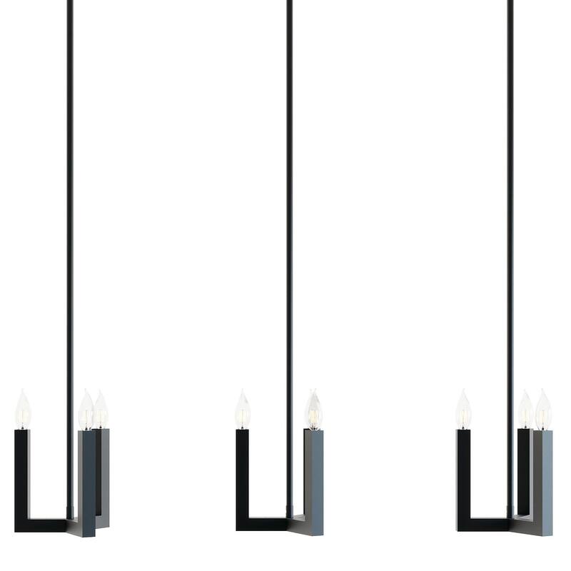 AFX GRCP07CBLNR3 Grace 3 Light 36" Wide Taper Candle Linear Pendant - Black