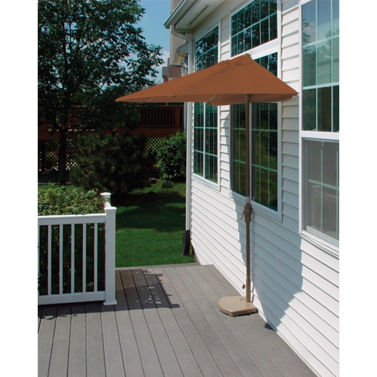 Shop Black Friday Deals On 7 5 Half Canopy Patio Market Umbrella Teak Sunbrella Brown Overstock 16614959