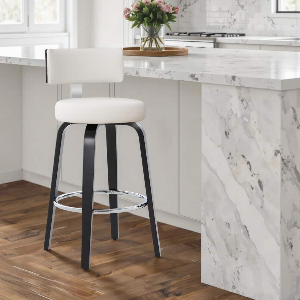 Upholstered Swivel Counter/ Bar Stools with T-Shaped Backrest