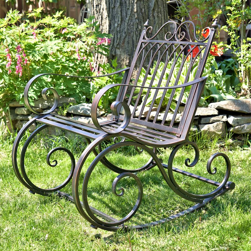 Iron Rocking Garden Arm Chair "Tatiana" in Bronze