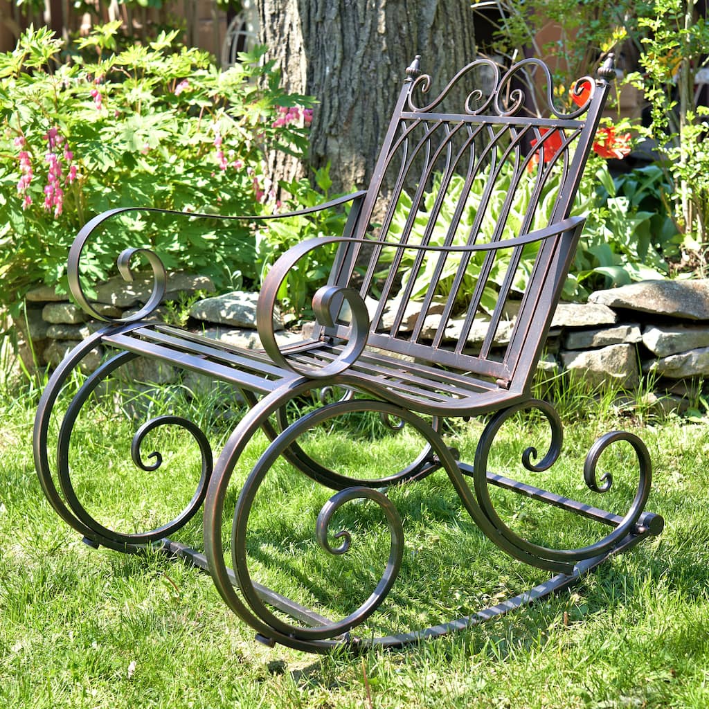 Iron Rocking Garden Arm Chair "Tatiana" in Bronze