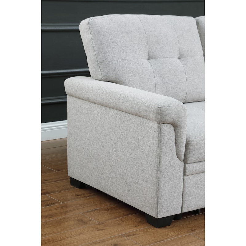 Lucca 84-inch Reversible Sleeper Sectional Sofa with Storage Chaise - 84"W x 54"D x 35"H
