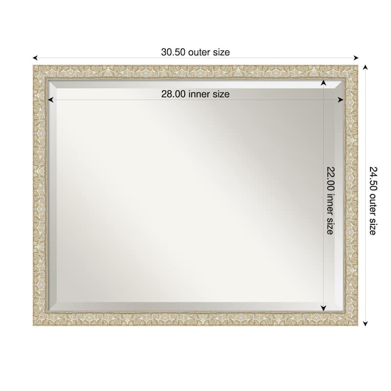 Lila Beveled Wood Framed Wall Mirror - 31 x 25 in - Lila Silver