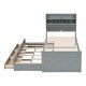 preview thumbnail 31 of 43, Platform Bed Frame with Storage Headboard, Trundle & Charging Station, Wood Captain Bed with 3 Drawers, Low Profile Bed