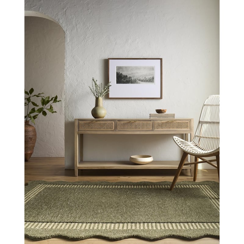 Livabliss Scalloped Modern & Contemporary Area Rug - Olive - 9' x 12'