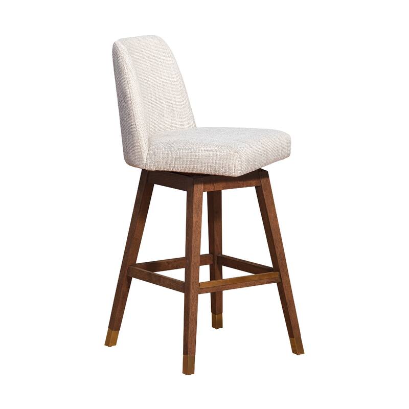 Full Back Swivel Counter Height Bar Stool with Armrest and Foam Cushion Seat Wood Frame for Kitchen