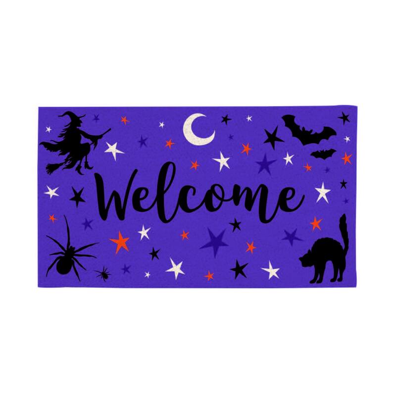 16 in. x 28 in. PVC Halloween Witchy Welcome Door Mat