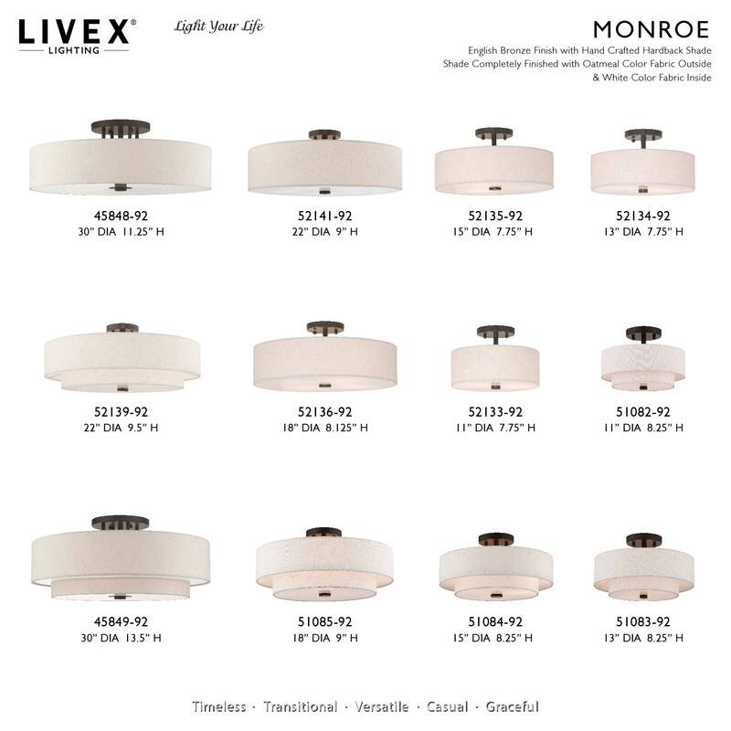 Livex Lighting 5-light Semi-flush Ceiling Fixture, 52141, 52142