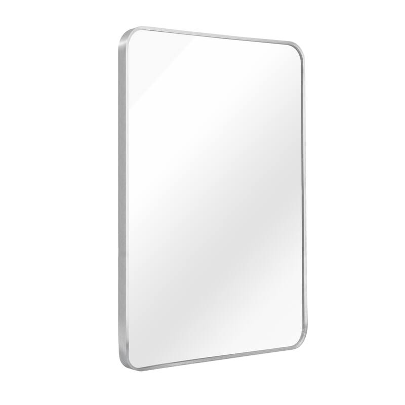 GDFStudio - Norda Contemporary Soft Edge Rectangular Metal Bathroom Wall Mirror with Moisture Resistant Construction