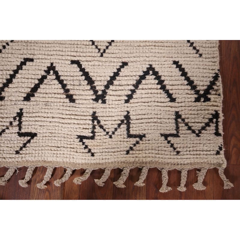 Striped Moroccan Oriental Accent Rug Hand-Knotted Wool Carpet - 3'0"x 5'3"