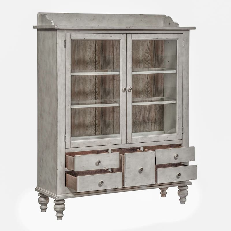 Whitney Antique Linen Weathered Grey Display Cabinet