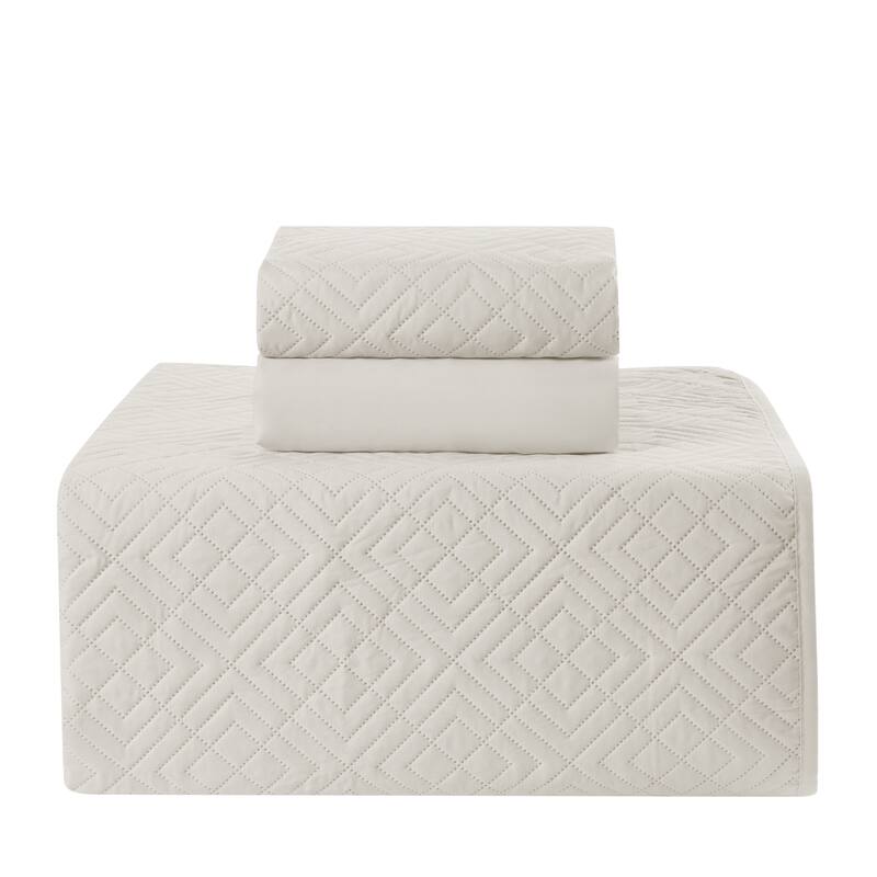 Clara Clark Diamond Weave Toddler Bedding Set, 3PC Bedspread Set - All Season Quilted Comforter, Fitted Sheet, and Pillow Sham