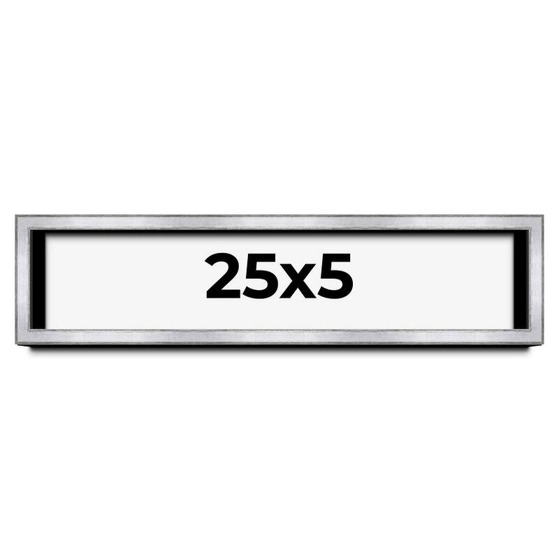 25x5 IN Shadow Box Frame Silver | 1.375 Inches Deep Real Wood