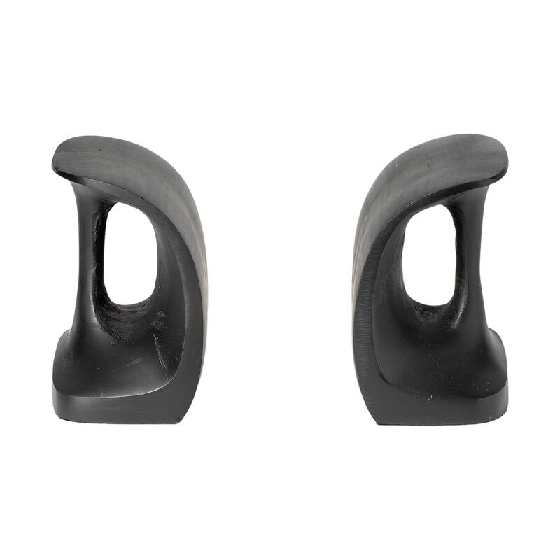 HomeRoots Set of Two 6" Black Metal Decorative Bookends - 6" H x 5.5" W x 7.5" D