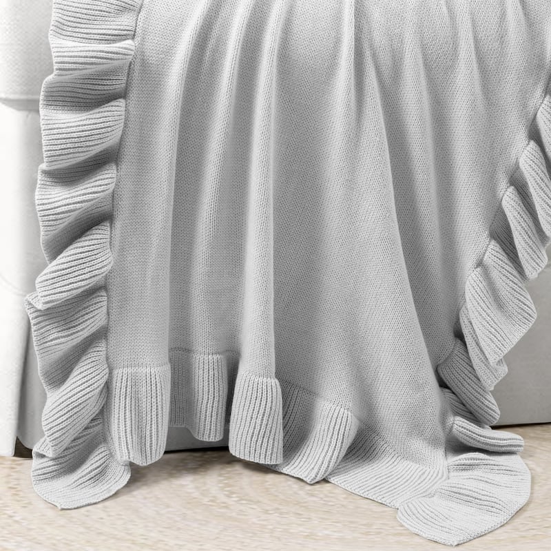 Lush Decor Reyna Soft Knitted Ruffle Baby/Toddler All-Season Blanket - 40" x 30"