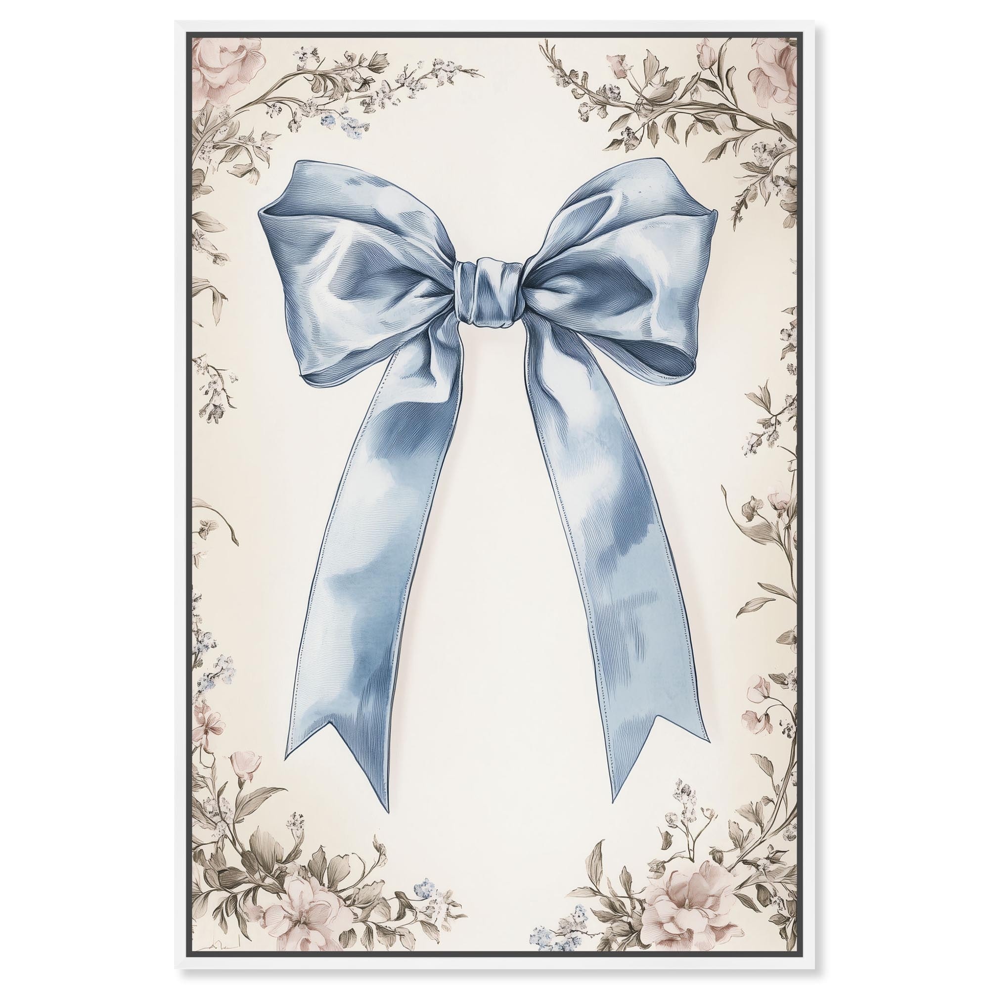 Blue Silk Ribbon Farmhouse Wall Decor Canvas Print by Art Remedy