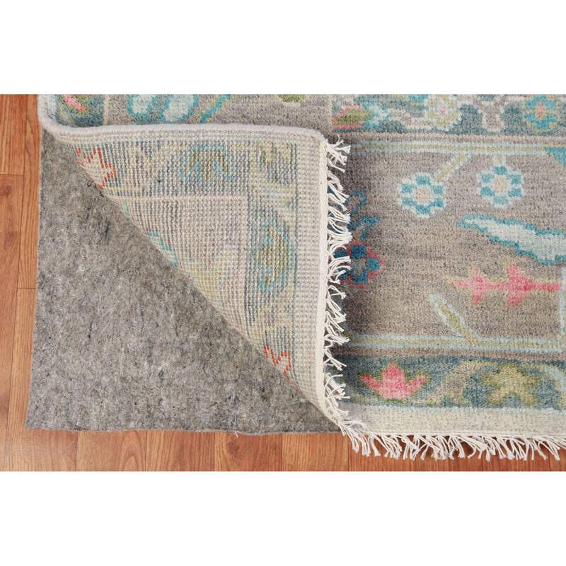 Hand Knotted Oriental 100% Wool Carpet Transitional All-Over Greys & Charcoal Oushak Area Rug - 9' 11'' X 7' 11''