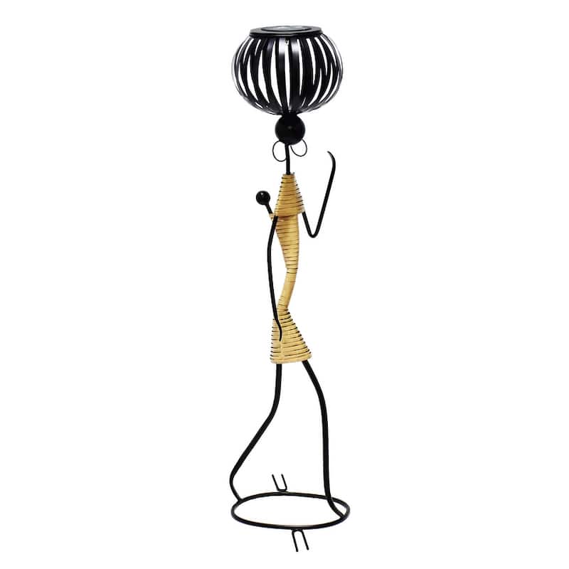 Abstract Tribal Lady Figurine Metal Sculpture On Head with Solar light