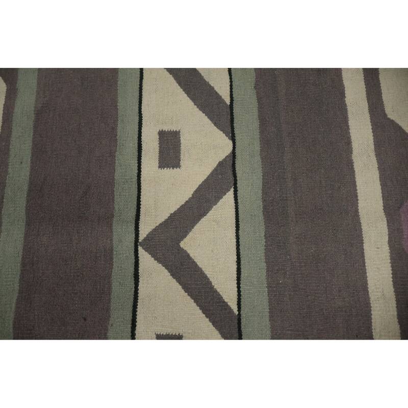Hand Woven Oriental 100% Wool Carpet Southwestern Tribal Greys & Charcoal Kilim Area Rug - 18' 3'' X 11' 10''