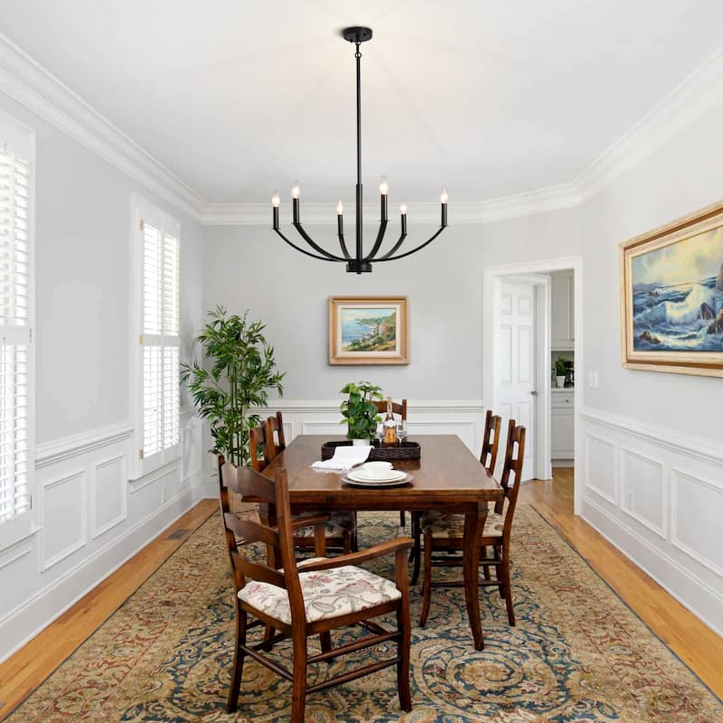 Modern Farmhouse 6-Light Candle Chandelier, Classic Chandelier for Dining Room Living Room Bedroom Kitchen - 6