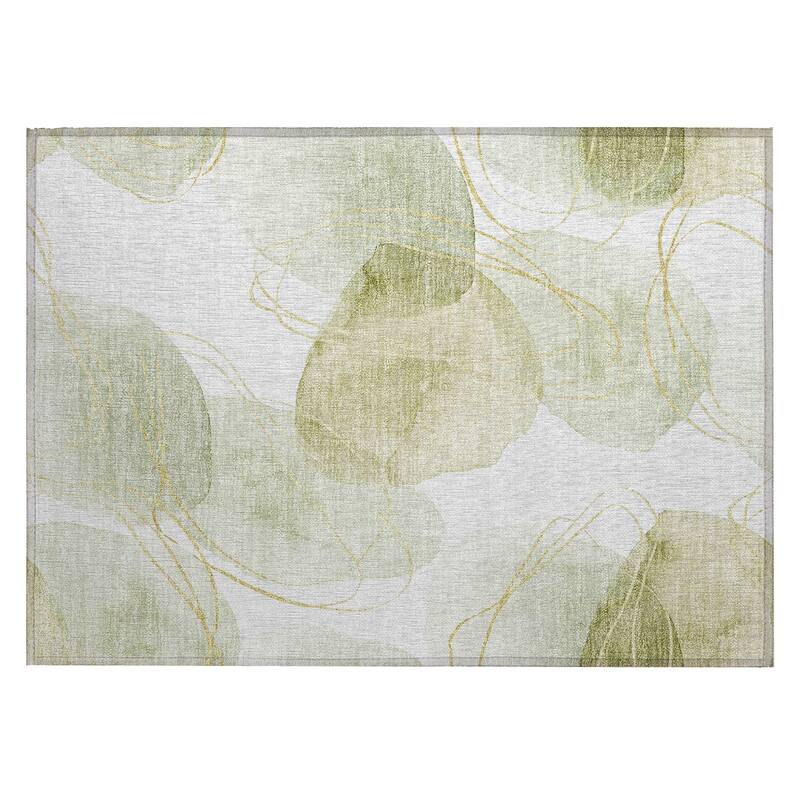 Machine Washable Indoor/ Outdoor Modern Circles Chantille Rug