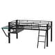 preview thumbnail 8 of 11, Functional Design Metal Loft Bed with Ladder, Guardrail, Built-in Desk, Storage Shelf and LED Light, Twin, Black