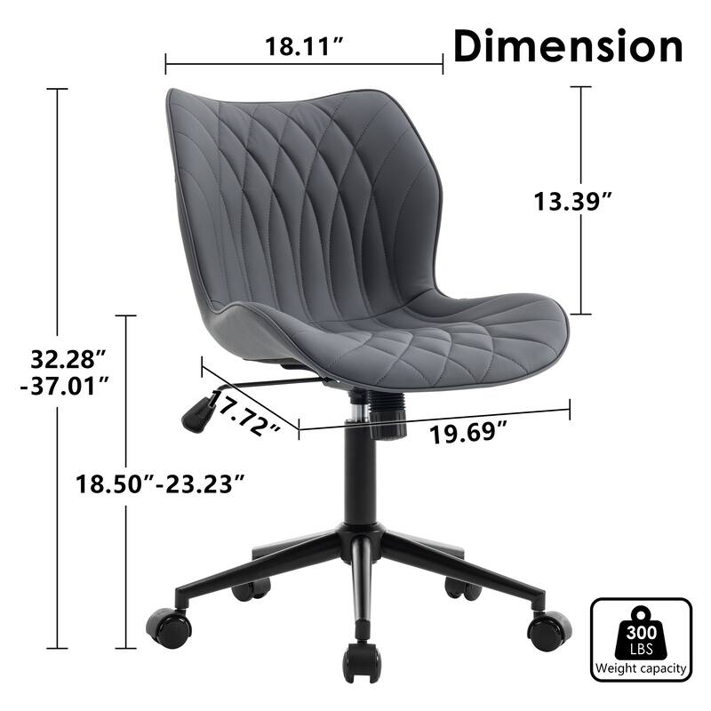 Faux Leather Office Chair with Wheels, Upholstered Task Chair