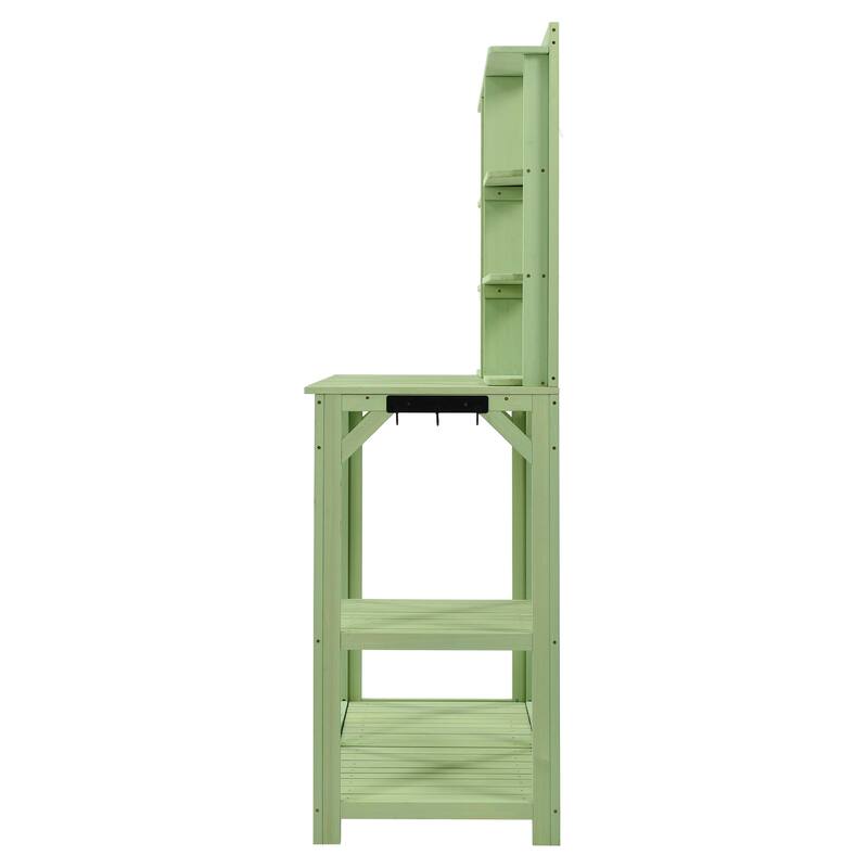 Wooden Outdoor Potting Table with 6-Tier Shelves