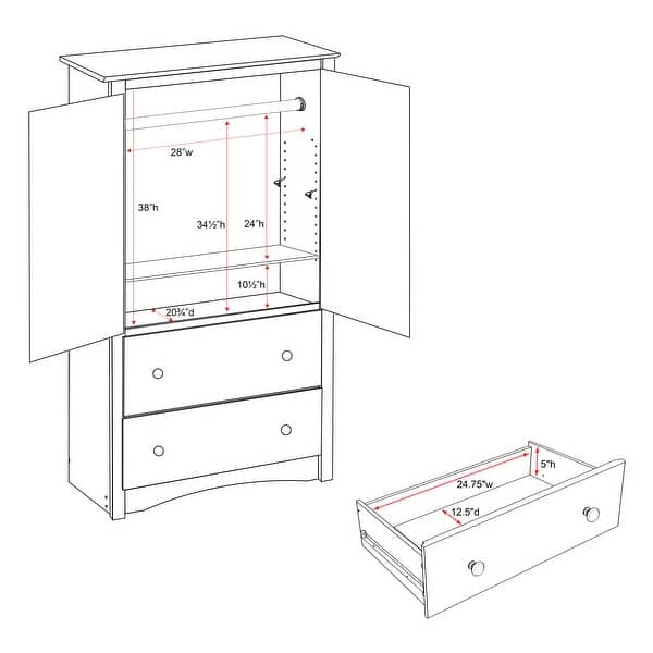 Prepac Sonoma Wardrobe Armoire Dresser for Bedroom with