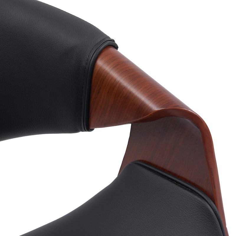 Porthos Home Elio Faux Leather Mid Century Office Chair with Black Metal Base