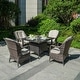 preview thumbnail 10 of 31, 5-Piece Aluminum Woven Rattan Dining Set with Cushions and Tempered Glass