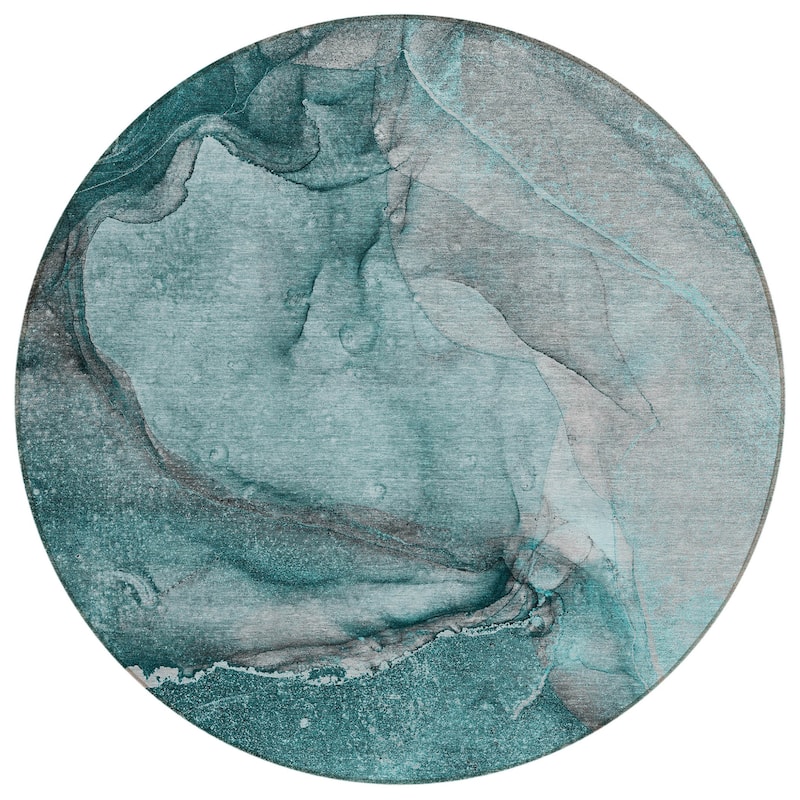 Laro Unique Abstract Weather Resistant Versatile Elegance Round Outdoor Rug - 8' Round