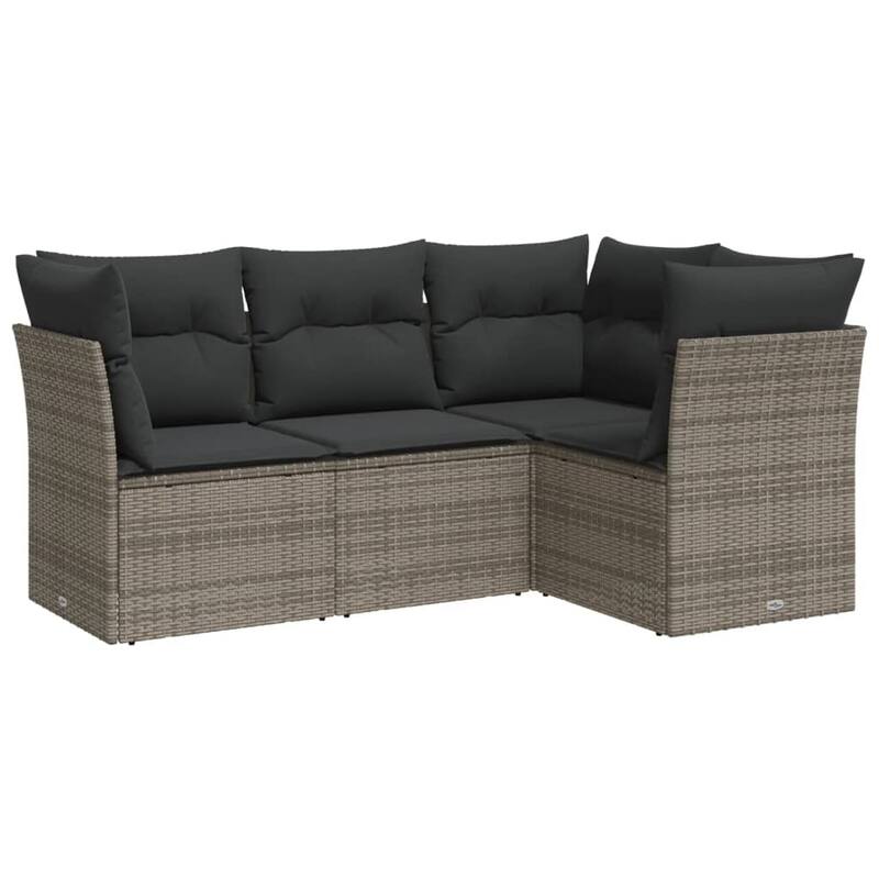 vidaXL Garden Sofa Set Grey PE Rattan 4 Piece Set Modular - 24.4 x 24.4 x 27.2